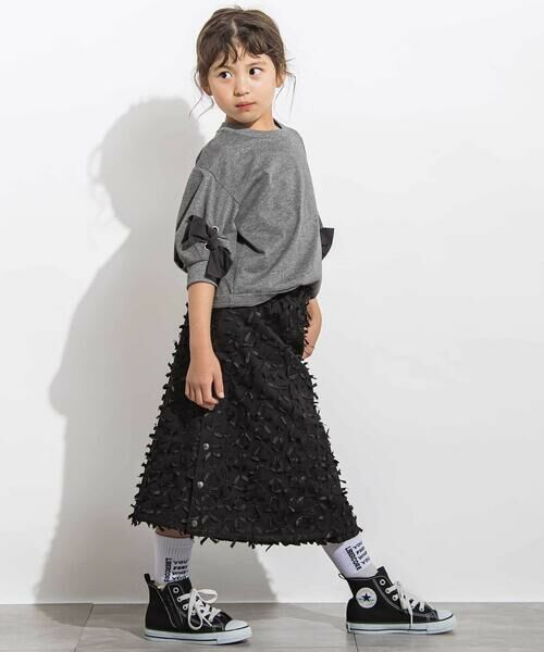LIBERCORE par BEBE / リベルコア パル ベベ Tシャツ | BIGリボンモチーフバルーンスリーブ天竺6分袖Tシャツ 親子お揃い(110~140cm) | 詳細9
