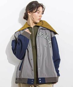 LIBERCORE par BEBE / リベルコア パル ベベ ブルゾン | タフタ×ニット配色刺しゅうロゴスタジャン 親子お揃い 大人(140~175cm)