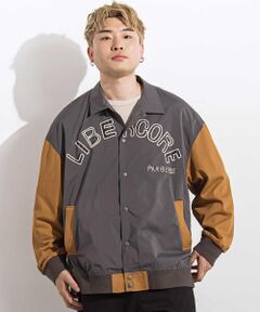 LIBERCORE par BEBE / リベルコア パル ベベ ブルゾン | タフタ×ニット配色刺しゅうロゴスタジャン 親子お揃い 大人(140~175cm)