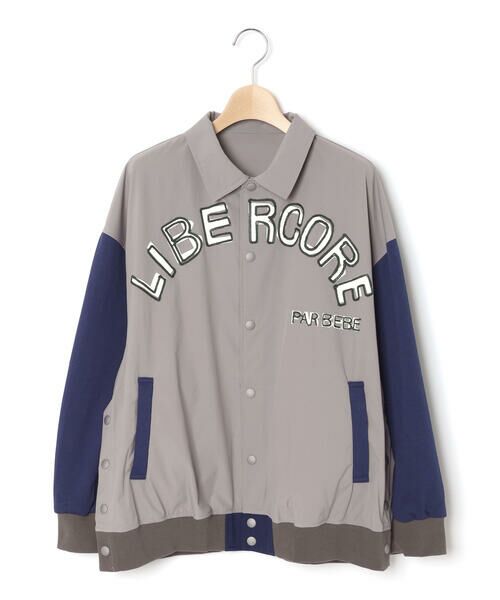 LIBERCORE par BEBE / リベルコア パル ベベ ブルゾン | タフタ×ニット配色刺しゅうロゴスタジャン 親子お揃い 大人(140~175cm) | 詳細7