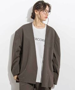 LIBERCORE par BEBE / リベルコア パル ベベ ノーカラージャケット | サージノーカラーリラックスダブルジャケット 親子お揃い 大人(140~175cm)