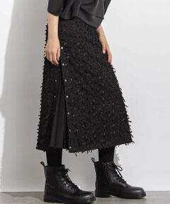 LIBERCORE par BEBE / リベルコア パル ベベ ミニ・ひざ丈スカート | チュールリボンモチーフサイドプリーツスカート 親子お揃い 大人(140~160cm)