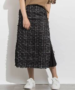 LIBERCORE par BEBE / リベルコア パル ベベ ミニ・ひざ丈スカート | チュールリボンモチーフサイドプリーツスカート 親子お揃い 大人(140~160cm)