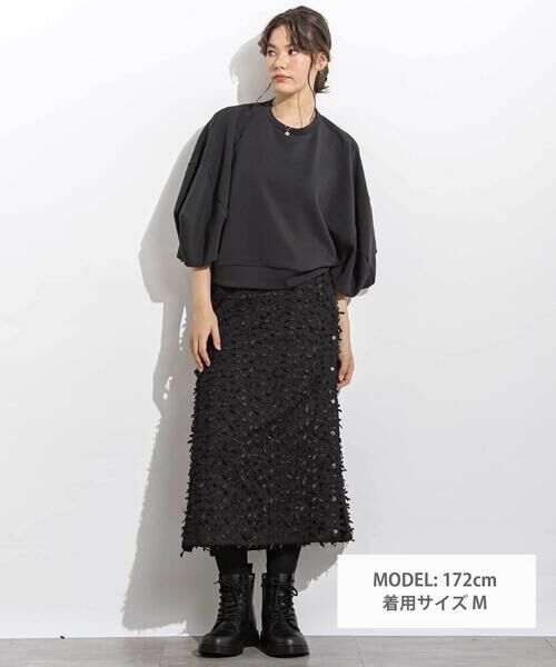 LIBERCORE par BEBE / リベルコア パル ベベ ミニ・ひざ丈スカート | チュールリボンモチーフサイドプリーツスカート 親子お揃い 大人(140~160cm) | 詳細1