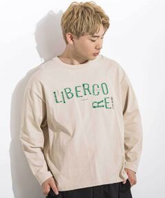 LIBERCORE par BEBE / リベルコア パル ベベ Tシャツ | ジグザグステッチレタリングロゴ天竺長袖Tシャツ 親子お揃い 大人(140~175cm)