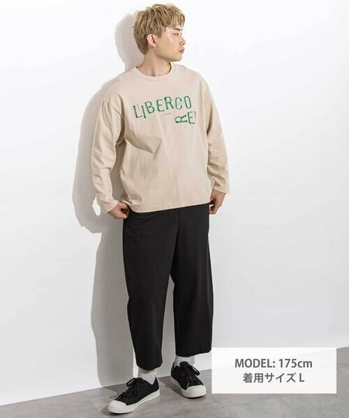 LIBERCORE par BEBE / リベルコア パル ベベ Tシャツ | ジグザグステッチレタリングロゴ天竺長袖Tシャツ 親子お揃い 大人(140~175cm) | 詳細1