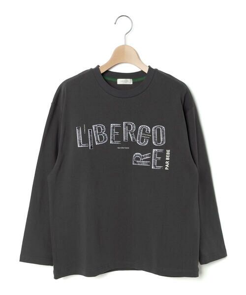 LIBERCORE par BEBE / リベルコア パル ベベ Tシャツ | ジグザグステッチレタリングロゴ天竺長袖Tシャツ 親子お揃い 大人(140~175cm) | 詳細11