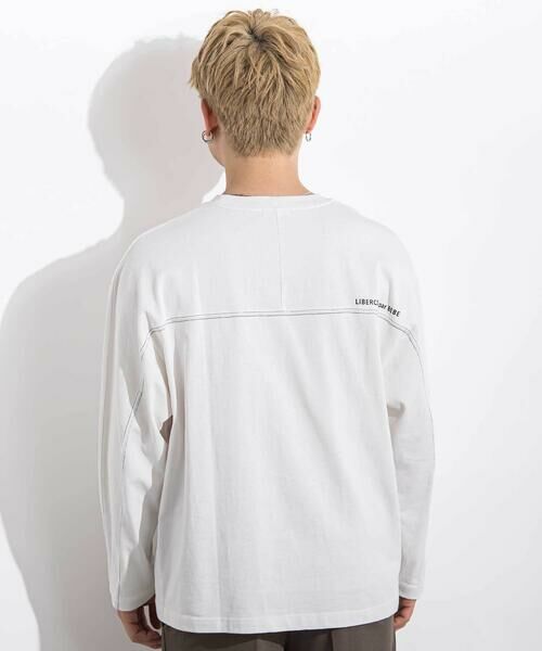LIBERCORE par BEBE / リベルコア パル ベベ Tシャツ | ヘビーオンスカラーステッチ切り替え天竺長袖Tシャツ 親子お揃い 大人(140~175cm) | 詳細1