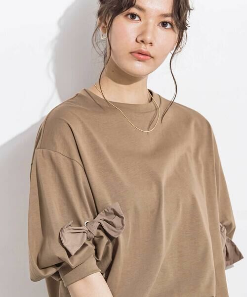 LIBERCORE par BEBE / リベルコア パル ベベ Tシャツ | BIGリボンモチーフバルーンスリーブ天竺6分袖Tシャツ 親子お揃い 大人(140~160cm) | 詳細2