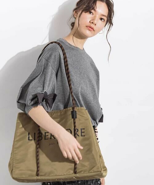 LIBERCORE par BEBE / リベルコア パル ベベ Tシャツ | BIGリボンモチーフバルーンスリーブ天竺6分袖Tシャツ 親子お揃い 大人(140~160cm) | 詳細15