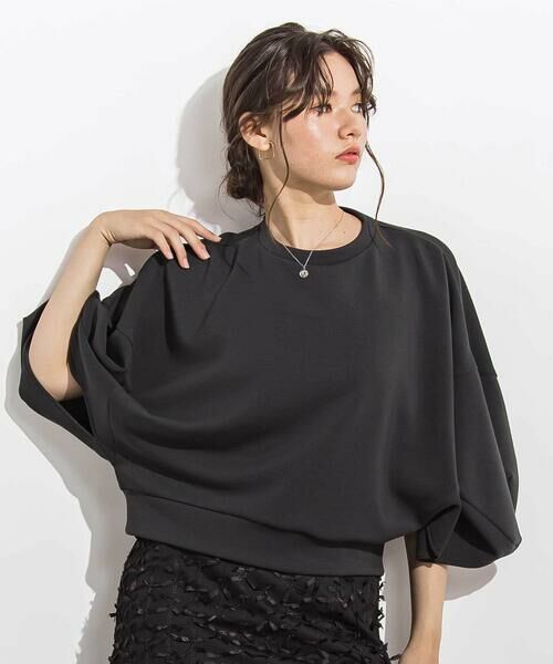 LIBERCORE par BEBE / リベルコア パル ベベ スウェット | ダンボールニットバタフライスリーブプルオーバー 親子お揃い 大人(140~160cm)（ブラック）