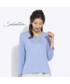 【Selection】スパンコール刺繍　エレガントTシャツ