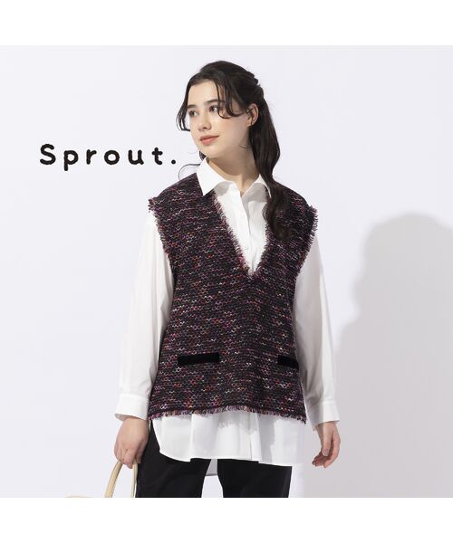 セール】 【Sprout.】リップルスラブ ニットベスト （ベスト