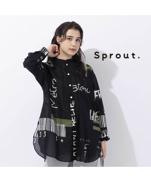 Sprout.】ロゴプリント バンドカラーブラウス （シャツ・ブラウス