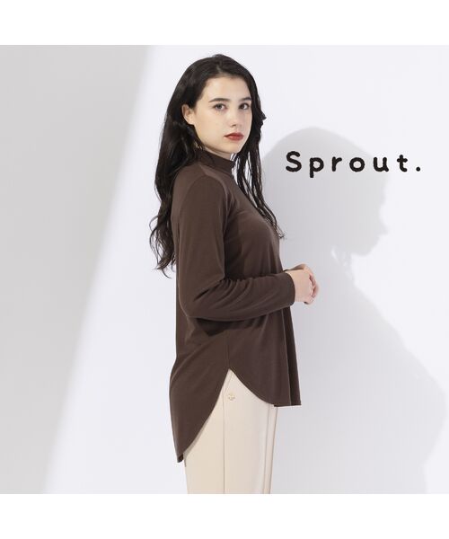 【Sprout.】リヨセルハーフミラノリブ　ハイネックTシャツ