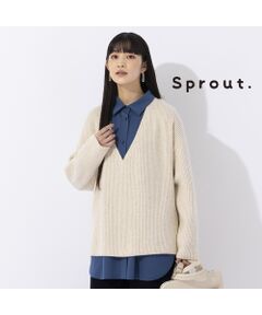 Sprout.】アンゴラ混ウール 深Vネックニット （ニット・セーター