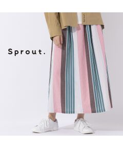 【Sprout.】マルチストライプ　オールゴムスカート