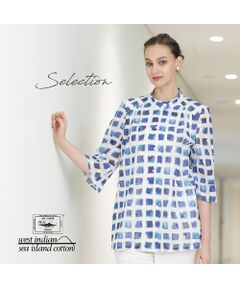 Liliane Burty（Lサイズ） / リリアンビューティ シャツ・ブラウス | 【Selection】海島綿カットジャカード　スクエアプリントブラウス