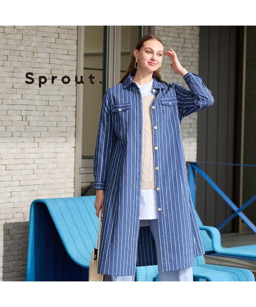 Liliane Burty（Lサイズ） / リリアンビューティ ミニ丈・ひざ丈ワンピース | 【Sprout.】ナチュラルストライプ　シャツワンピ | 詳細2