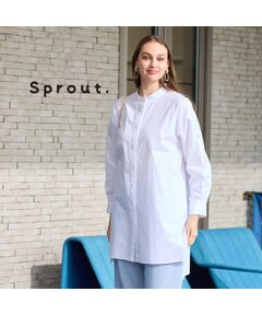 Liliane Burty（Lサイズ） / リリアンビューティ 【Selection】海島綿カットジャカード　スクエアプリントブラウス セール】 【Selection】 海島綿カットジャカード スタンドカラー