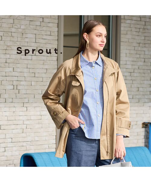 Liliane Burty(Lサイズ)/リリアンビューティ 【Sprout.】ショートトレンチ風 コート ベージュ L Liliane Burty(Lサイズ)/リリアンビューティ 【Sprout.】ショートトレンチ風 コート ベージュ L