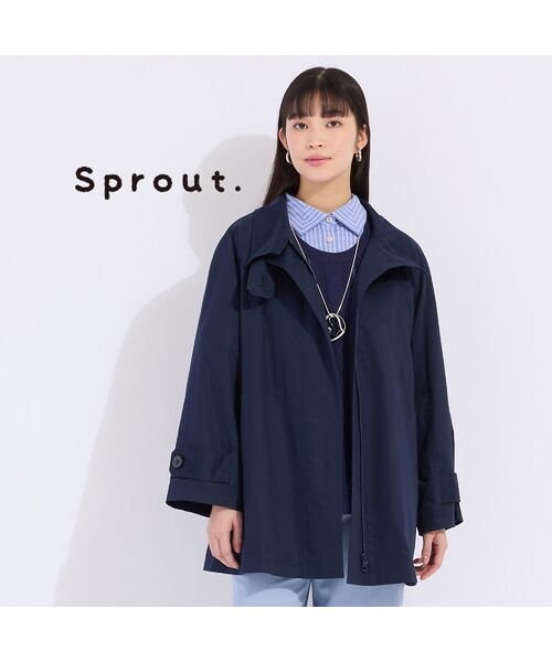 Liliane Burty(Lサイズ)/リリアンビューティ 【Sprout.】ショートトレンチ風 コート ダークブルー M Liliane Burty(Lサイズ)/リリアンビューティ 【Sprout.】ショートトレンチ風 コート ダークブルー M