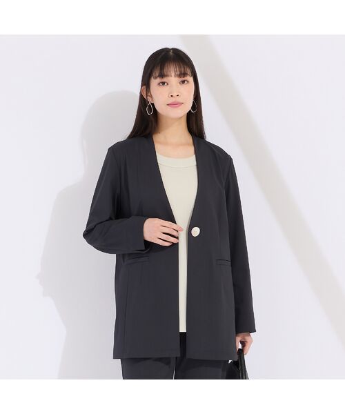 Liliane Burty(Lサイズ) / リリアンビューティ ノーカラージャケット | 【セットアップ対応】クールラックトリコット ノーカラージャケット | 詳細1