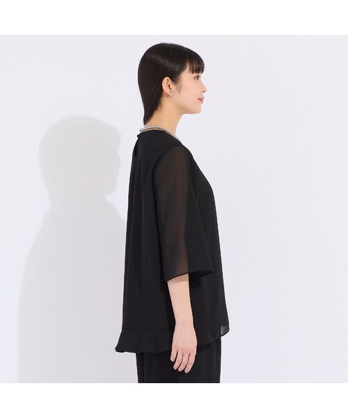 Liliane Burty（Lサイズ） / リリアンビューティ シャツ・ブラウス | 【セットアップ対応】梨地ジョーゼットノーカラーブラウス | 詳細2