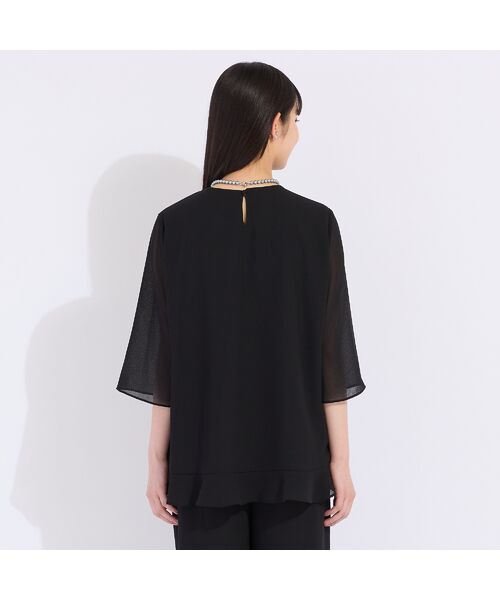 Liliane Burty（Lサイズ） / リリアンビューティ シャツ・ブラウス | 【セットアップ対応】梨地ジョーゼットノーカラーブラウス | 詳細3