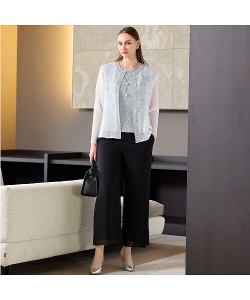 Liliane Burty（Lサイズ） / リリアンビューティ ノーカラージャケット | 【アンサンブル対応】ウォッシャブルプリーツ　ノーカラージャケット | 詳細3