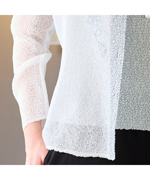 Liliane Burty（Lサイズ） / リリアンビューティ ノーカラージャケット | 【アンサンブル対応】ウォッシャブルプリーツ　ノーカラージャケット | 詳細7