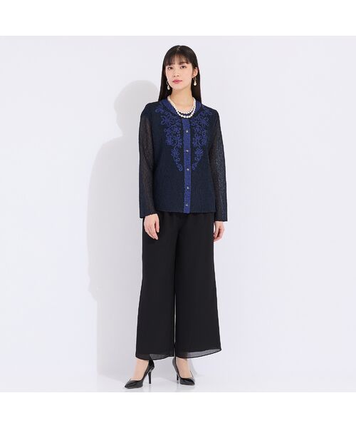 Liliane Burty（Lサイズ） / リリアンビューティ ノーカラージャケット | 【アンサンブル対応】ウォッシャブルプリーツ　ノーカラージャケット | 詳細12