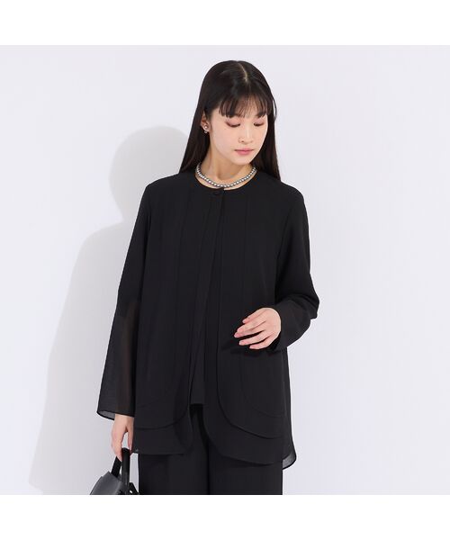 Liliane Burty（Lサイズ） / リリアンビューティ ノーカラージャケット | 【セットアップ対応】梨地ジョーゼットノーカラージャケット | 詳細2