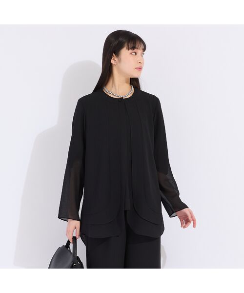 Liliane Burty（Lサイズ） / リリアンビューティ ノーカラージャケット | 【セットアップ対応】梨地ジョーゼットノーカラージャケット | 詳細3