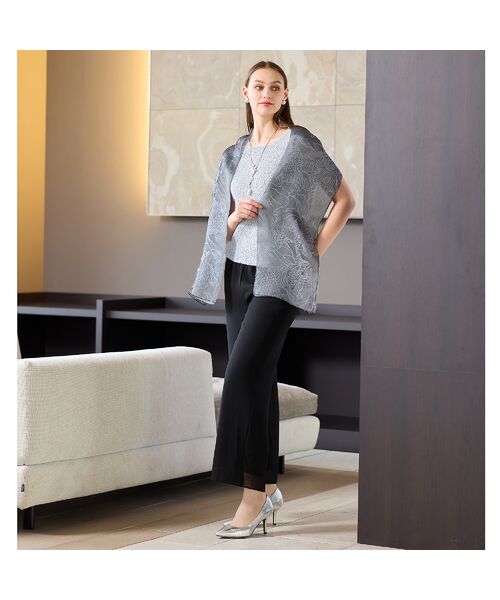 Liliane Burty（Lサイズ） / リリアンビューティ シャツ・ブラウス | 【アンサンブル対応】ウォッシャブルプリーツ　フレンチスリーブブラウス | 詳細4