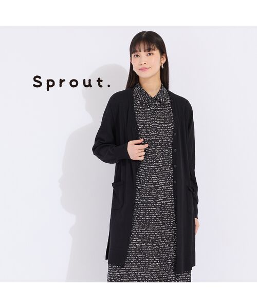 【Sprout.】綿ナイロン　Vネックニットカーディガン セール】 【Sprout.】綿ナイロン Vネックニットカーディガン