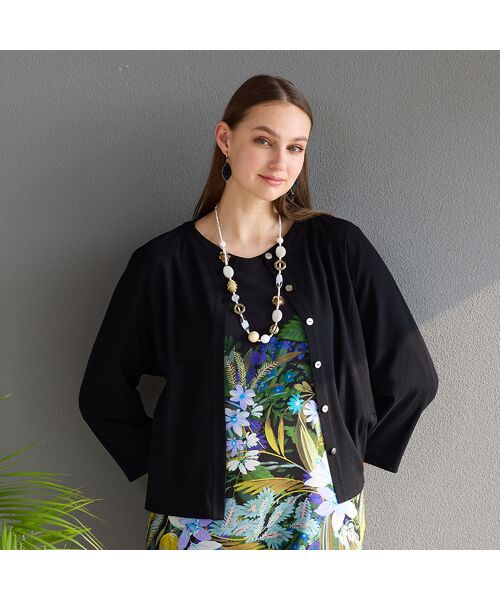 Liliane Burty(Lサイズ)/リリアンビューティ ウォッシャブル コットンメッシュボレロジャケット ブラック 4L Liliane Burty(Lサイズ)/リリアンビューティ ウォッシャブル コットンメッシュボレロジャケット ブラック 4L