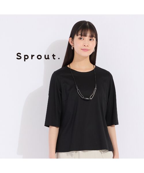 Liliane Burty(Lサイズ)/リリアンビューティ 【Sprout.】綿混シルケットスムース 無地Tシャツ ブラック 3L Liliane Burty(Lサイズ)/リリアンビューティ 【Sprout.】綿混シルケットスムース 無地Tシャツ ブラック 3L