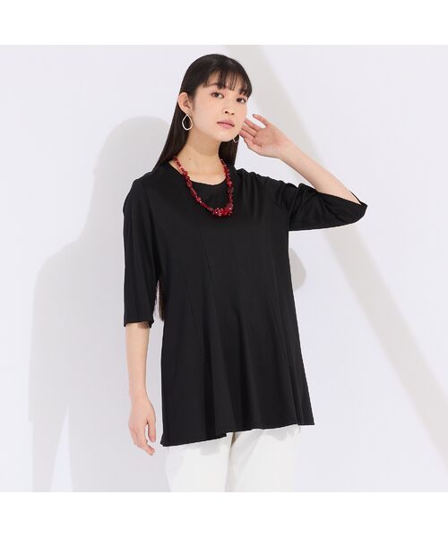 Liliane Burty(Lサイズ)/リリアンビューティ シルケットスムース プルオーバーTシャツ ブラック M Liliane Burty(Lサイズ)/リリアンビューティ シルケットスムース プルオーバーTシャツ ブラック M
