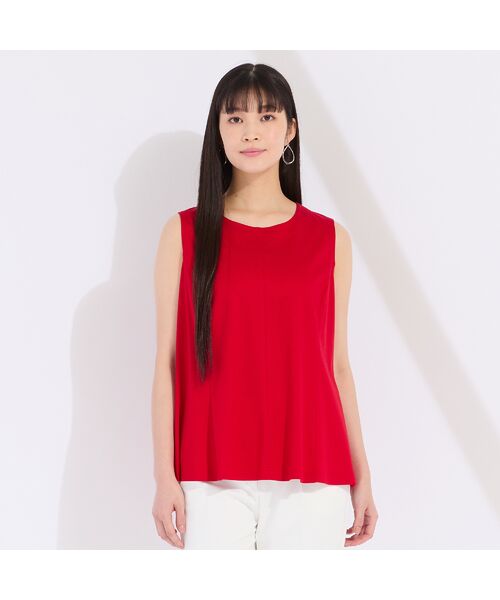 Liliane Burty(Lサイズ)/リリアンビューティ シルケットスムース タンクトップTシャツ レッド 4L Liliane Burty(Lサイズ)/リリアンビューティ シルケットスムース タンクトップTシャツ レッド 4L