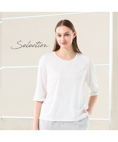 Liliane Burty（Lサイズ） / リリアンビューティ カットソー | 【Selection】スパンコールビーズ　刺繍Tシャツ