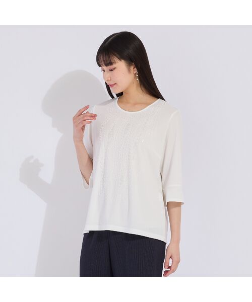 Liliane Burty（Lサイズ） / リリアンビューティ カットソー | 【Selection】スパンコールビーズ　刺繍Tシャツ | 詳細10
