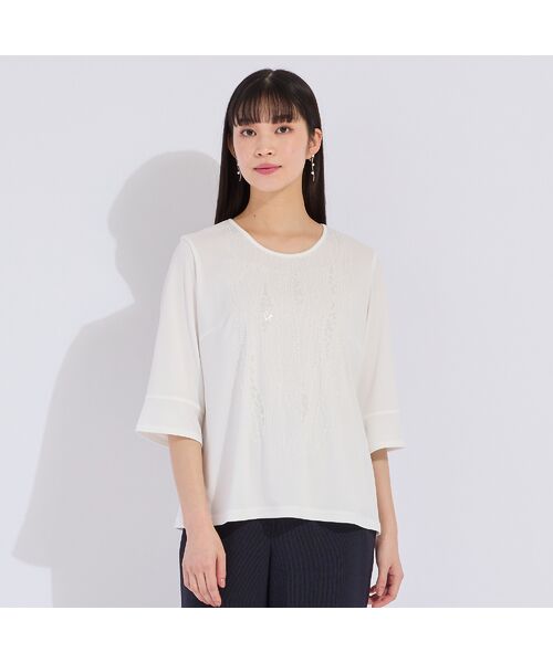 Liliane Burty（Lサイズ） / リリアンビューティ カットソー | 【Selection】スパンコールビーズ　刺繍Tシャツ | 詳細9