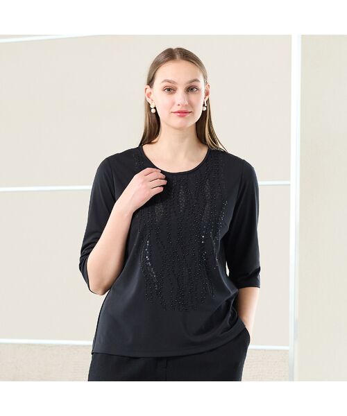 Liliane Burty（Lサイズ） / リリアンビューティ カットソー | 【Selection】スパンコールビーズ　刺繍Tシャツ | 詳細13