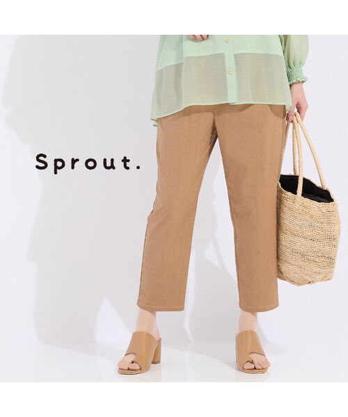 Liliane Burty(Lサイズ)/リリアンビューティ 【Sprout.】綿麻混デニム クロップドパンツ ベージュ L Liliane Burty(Lサイズ)/リリアンビューティ 【Sprout.】綿麻混デニム クロップドパンツ ベージュ L