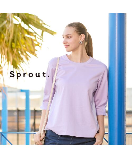 Liliane Burty(Lサイズ)/リリアンビューティ 【Sprout.】配色使いプルオーバーTシャツ ピンク 3L Liliane Burty(Lサイズ)/リリアンビューティ 【Sprout.】配色使いプルオーバーTシャツ ピンク 3L