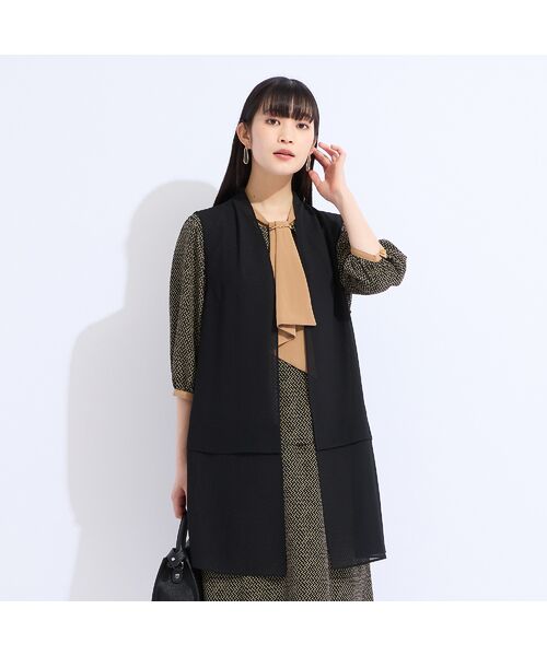 Liliane Burty(Lサイズ) / リリアンビューティ ベスト | 【セットアップ対応】梨地ジョーゼットノーカラーベスト | 詳細1