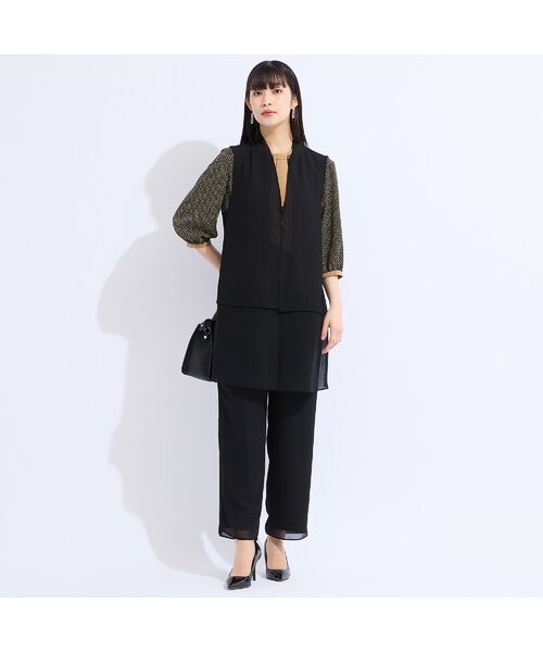 Liliane Burty(Lサイズ) / リリアンビューティ ベスト | 【セットアップ対応】梨地ジョーゼットノーカラーベスト | 詳細10