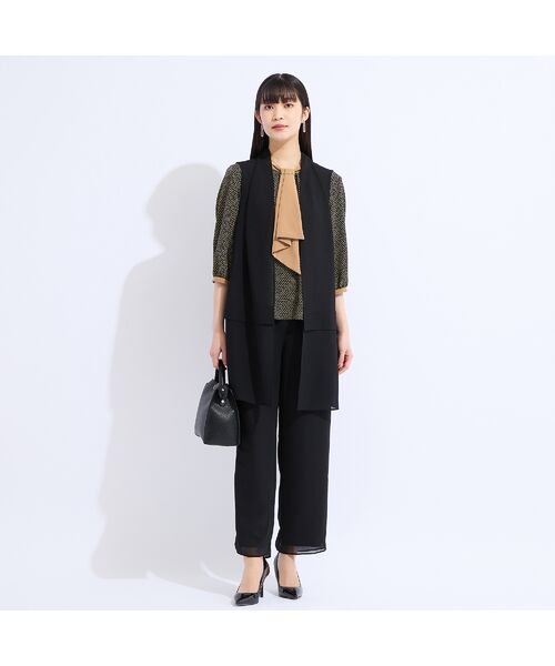 Liliane Burty(Lサイズ) / リリアンビューティ ベスト | 【セットアップ対応】梨地ジョーゼットノーカラーベスト | 詳細11