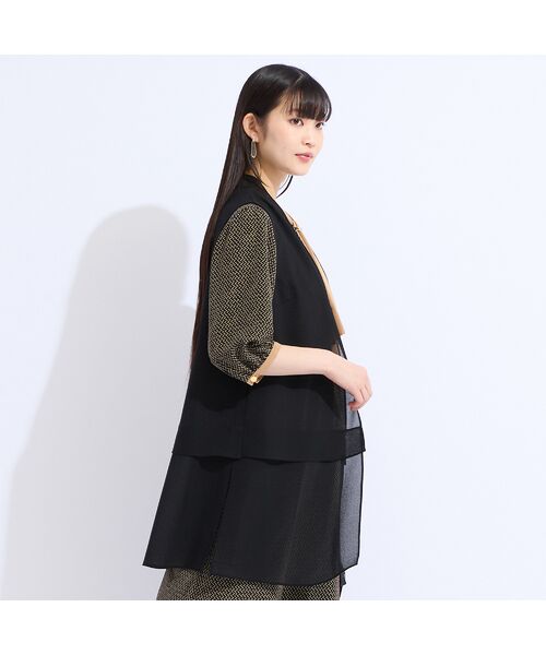 Liliane Burty(Lサイズ) / リリアンビューティ ベスト | 【セットアップ対応】梨地ジョーゼットノーカラーベスト | 詳細2